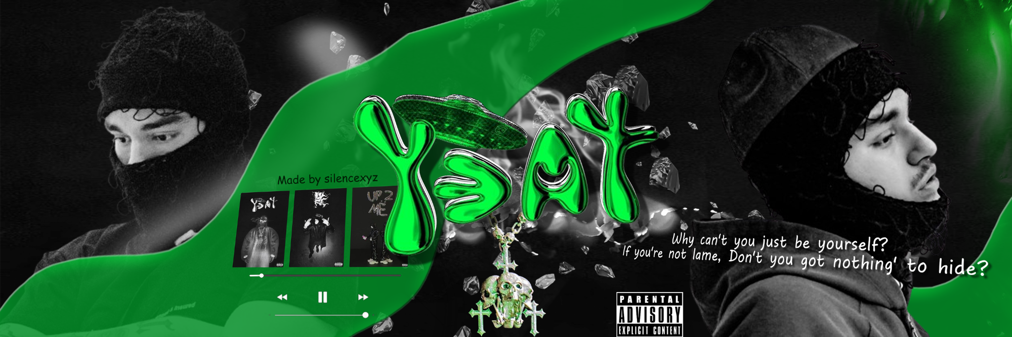 Black and green YEAT artist banner